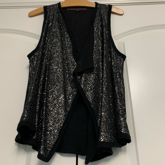 ❤️Common Thread Sequin Vest Open Cardigan Silver S - Picture 6 of 12